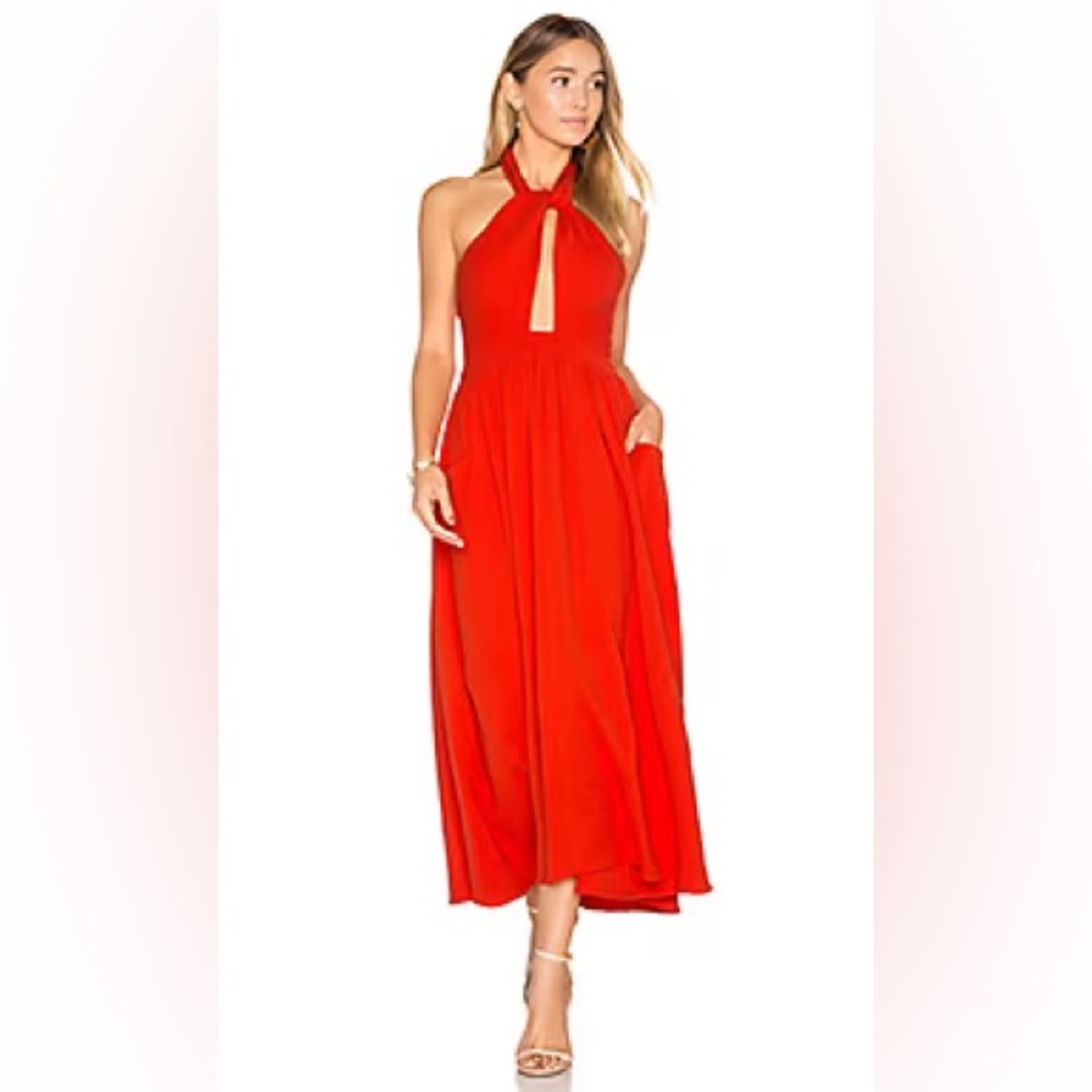 Mara Hoffman Twist Front Halter Dress
Color: Poppy
Size: XS